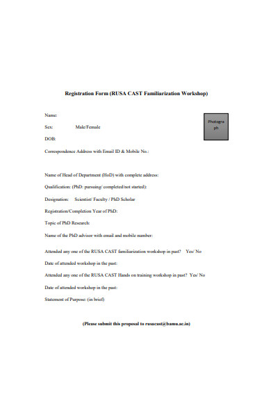 sample workshop registration form