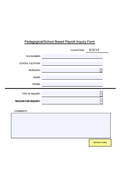 school based payroll inquiry form