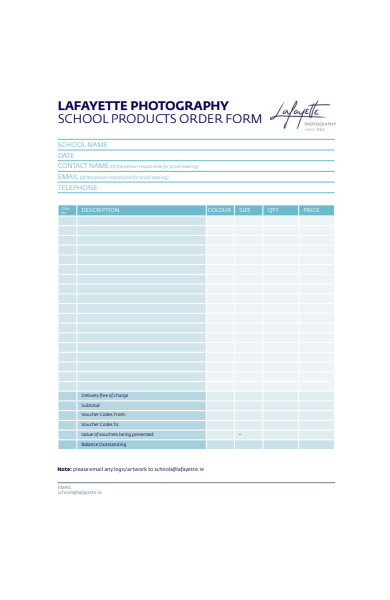 school photograph order form sample