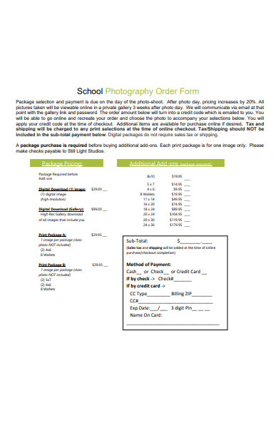 school photography order form