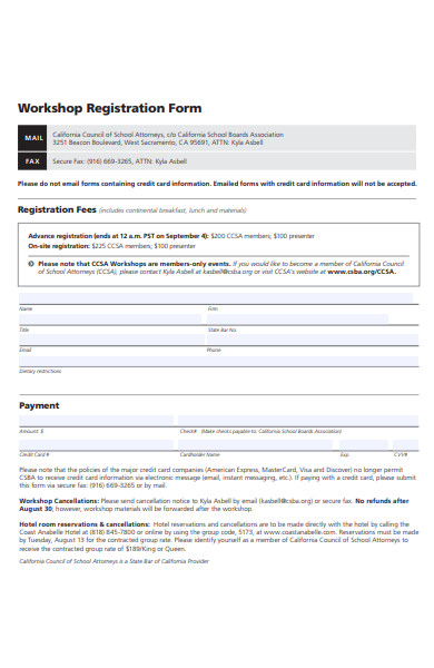 school workshop registration form