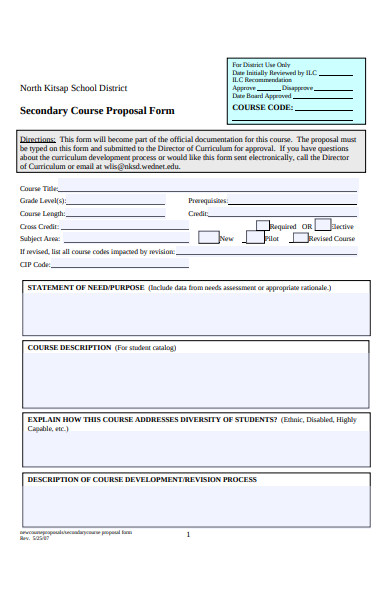 secondary course proposal form