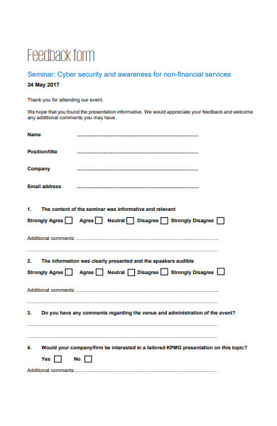 seminar event feedback form