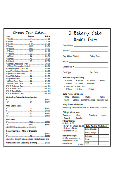 FREE 31 Bakery Order Forms In PDF Ms Word XLS