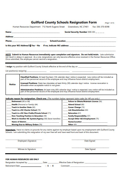 FREE 29+ Employee Resignation Form Samples, PDF, MS Word, Google Docs