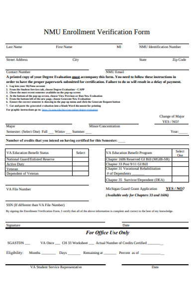 simple enrollment verification form