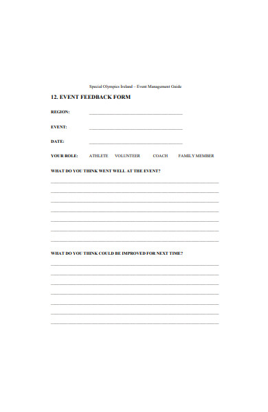 simple event feedback form in pdf