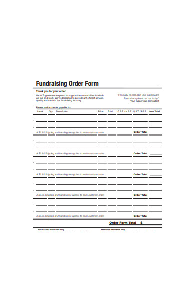 simple fundraising order form