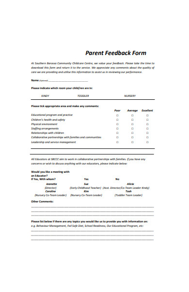 simple parent feedback form
