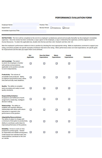 FREE 52+ Performance Evaluation Forms in PDF | Ms Word | XLS