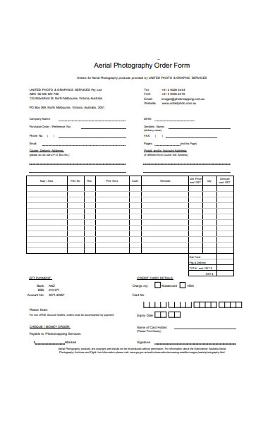simple photography order form