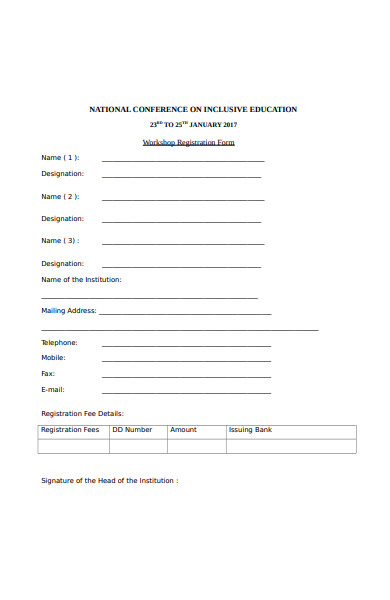 FREE 32+ Workshop Registration Forms in PDF | Ms Word