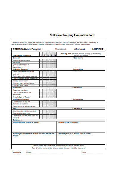software training evaluation form