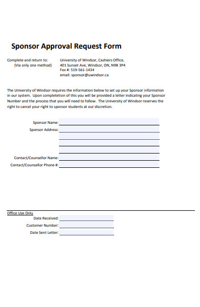 sponsor approval request form