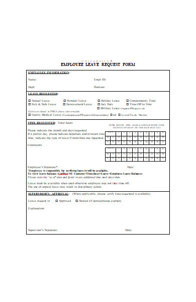 staff employee leave request form