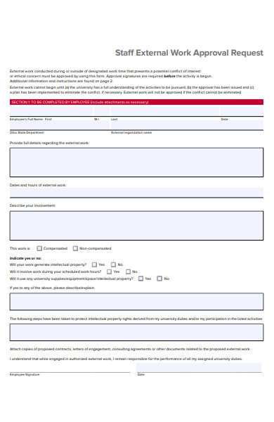 staff external work approval request form