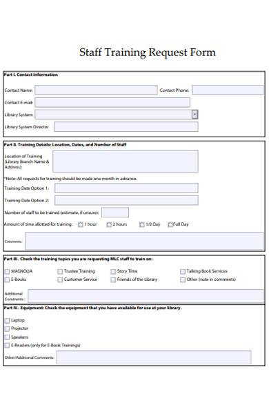 staff training request form