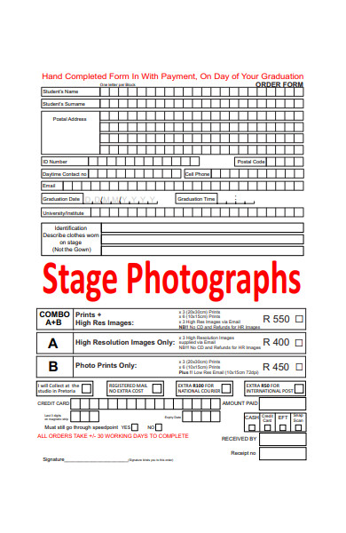 stage photography order form