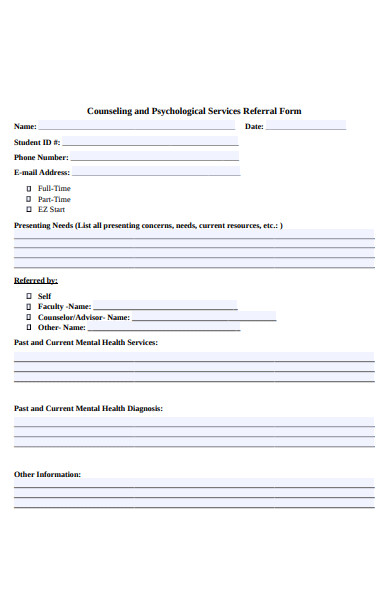 Free 47 Sample Counseling Referral Forms In Pdf Ms Word Doc 3758