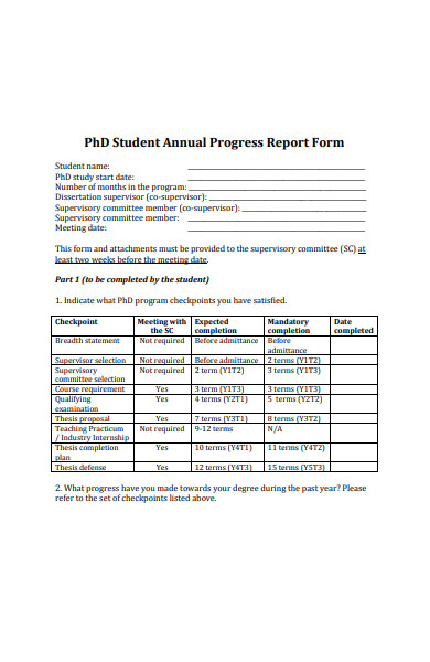 sample progress report for phd student