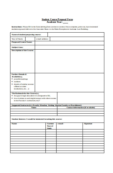 student course proposal form