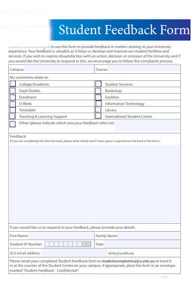 student experience feedback form