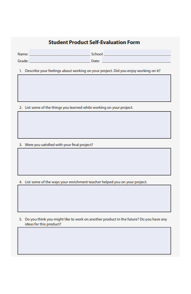 student product self evaluation form