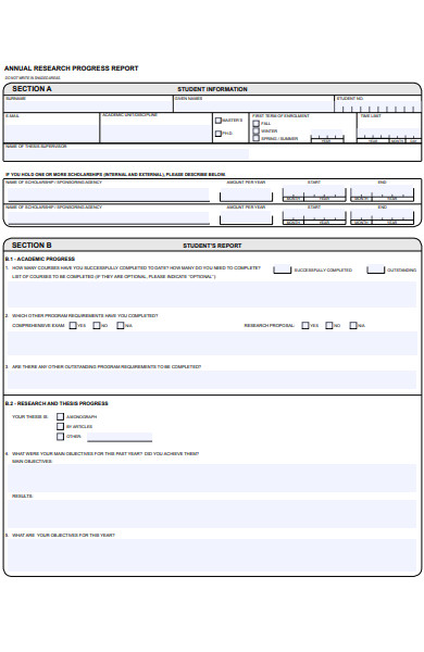 student research progress report form