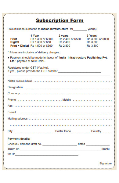 FREE 40 Subscribe Forms In PDF Ms Word doc 