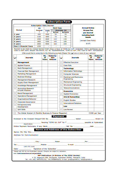 subscription form in pdf