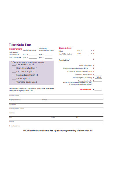 subscription ticket order form
