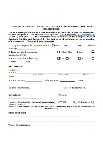 supervisor student progress report form 
