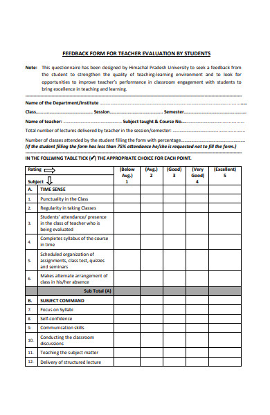 FREE 30+ Student Feedback Forms in PDF | MS Word