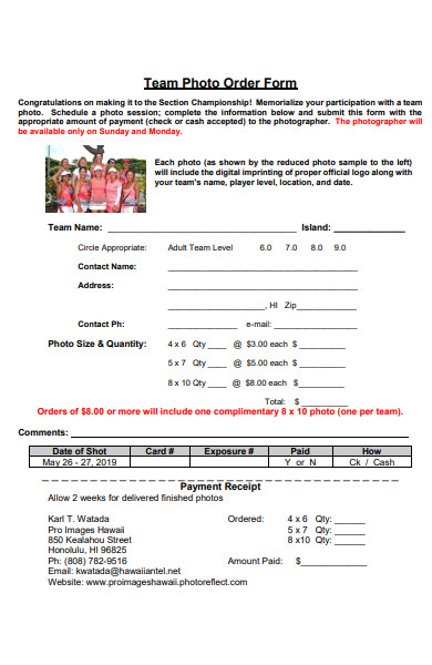 team photo order form in pdf