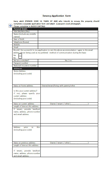 tenant application form