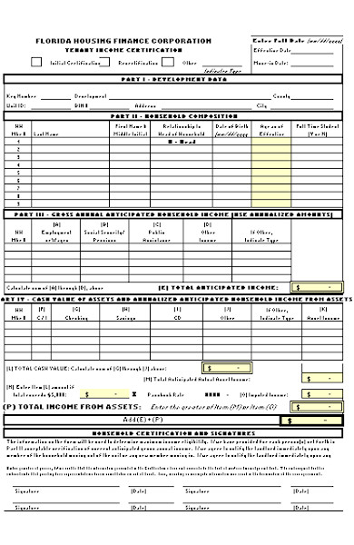 tenant income form