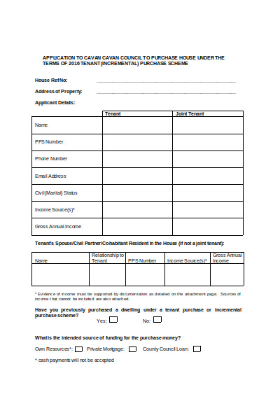 tenant purchase form