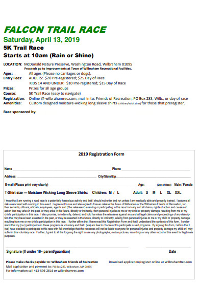 trail race registration form