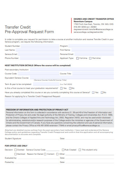 transfer credit approval request form