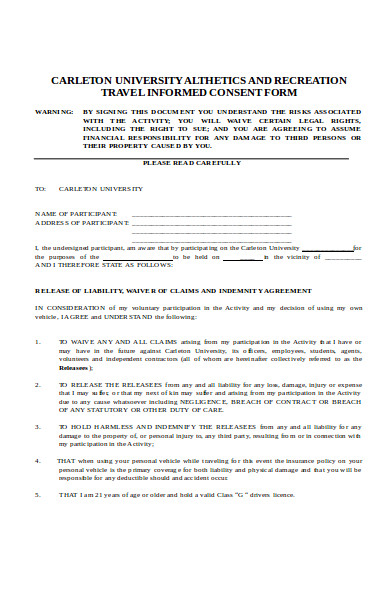 travel informed consent form