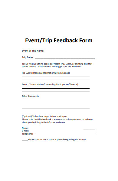 trip event feedback form