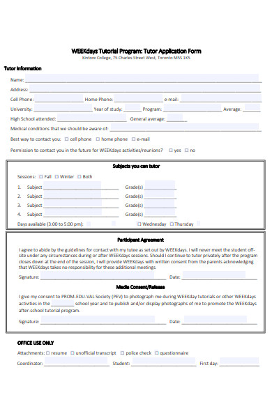 Free Printable Tutoring Forms