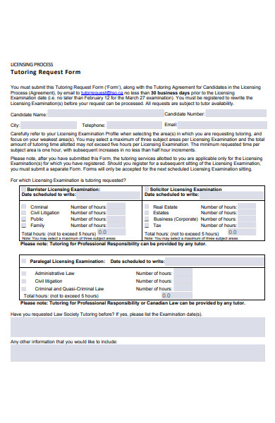 tutoring request form