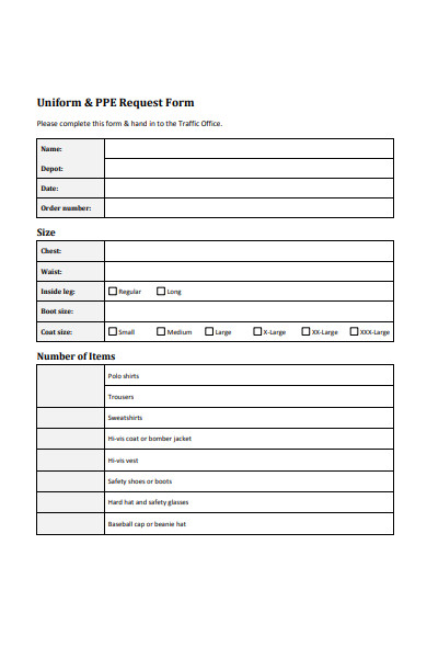 uniform request order form