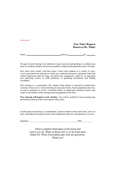 FREE 30+ Tutor Request Forms PDF | Ms Word | Excel