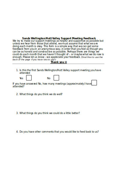valley support meeting feedback form