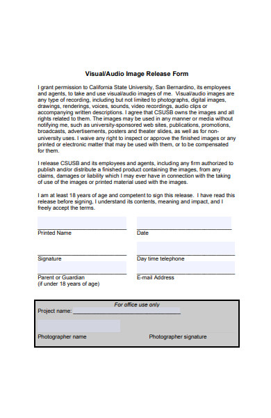visual and audio image release form