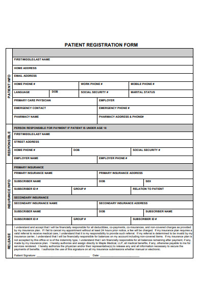 website patient registration form