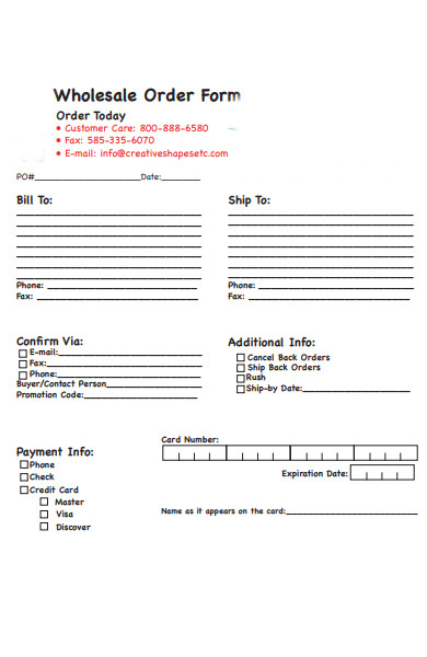wholesale cake order form