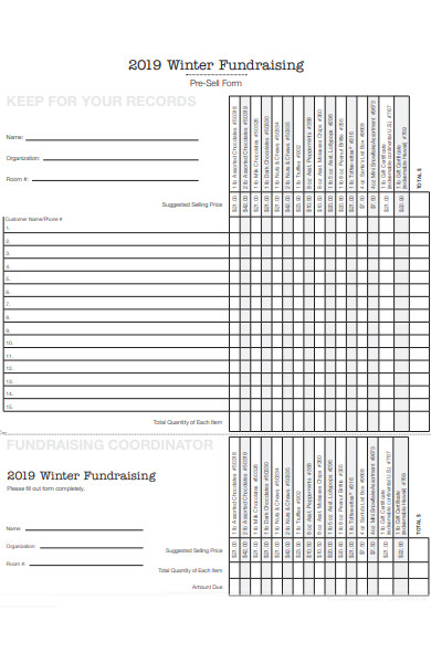 winter fundraising order form